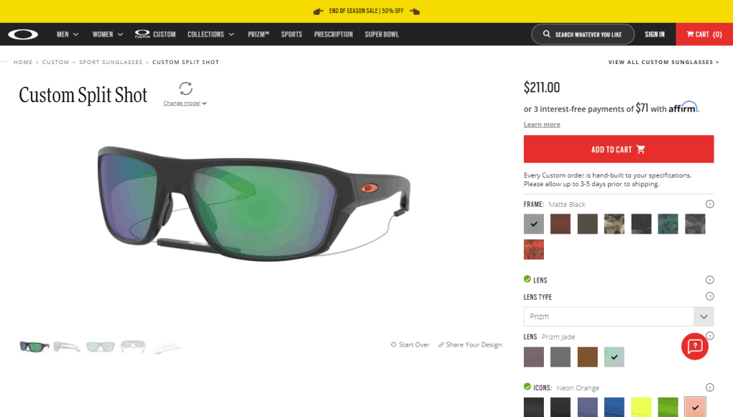 customize your own oakley sunglasses